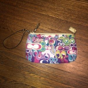 Multicolored Coach Logo Wristlet
